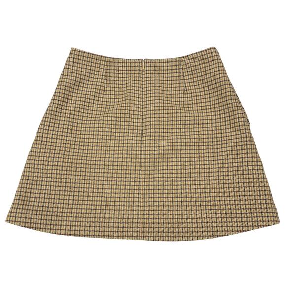 WILFRED Aritzia Renee Wool Cashmere Blend Plaid Mini Skirt Sz 2 Tan / Beige - Picture 6 of 6